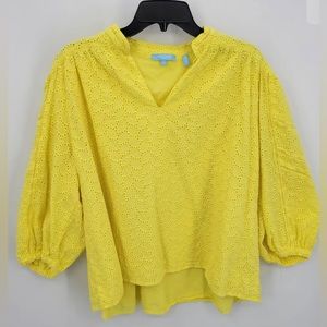 James Draper yellow eyelet boho top. Size Woman’s XXL.